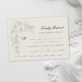 Cartão RSVP Orquídea Elevada Ecru Formal Casamento Tradicional