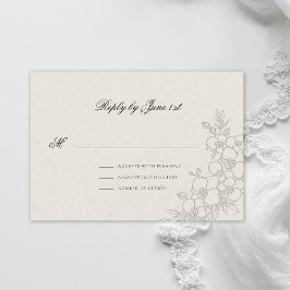 Cartão RSVP Orquídea Elevado Creme Tradicional Casamento Forma