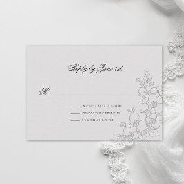 Cartão RSVP Orquídea Elevado Marfim Casamento Formal Tradicion
