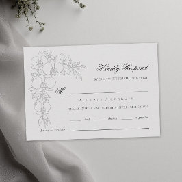 Cartão RSVP Orquídea Elevado Marfim Formal Casamento Tradicion