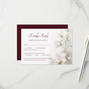 Cartão RSVP Orquídeas Brancas Sonhadoras Casamento Simples
