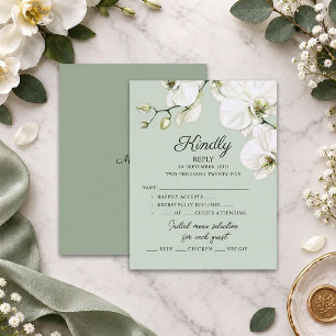 Cartão RSVP Orquídeas Elegantes em Aquarela Casamento