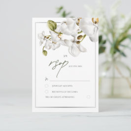 Cartão RSVP Orquídeas Enquadram Casamento Tropical Elegante