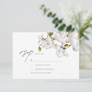 Cartão RSVP Orquídeas Enquadram Casamento Tropical Elegante