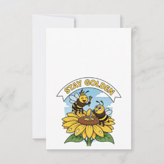 Cartão RSVP Ouro de permanência - Ilustração de abelha e flor