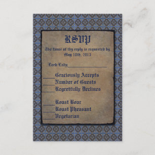Cartão RSVP Ouro de Quatrefoils no azul