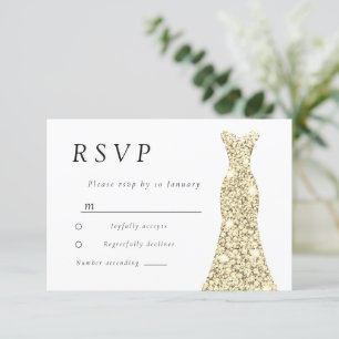 Cartão RSVP Ouro de reposição de calça ou Festa de aniversário