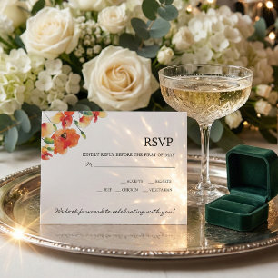 Cartão RSVP Ouro de Verão Casamento com Poppy