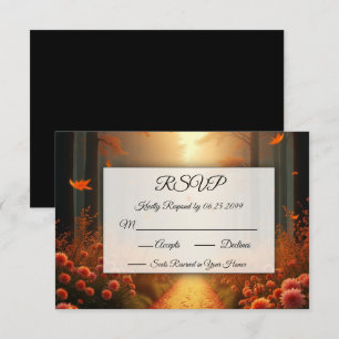 Cartão RSVP Ouro Ember Autumn Woodland Stroll