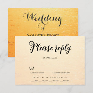 Cartão RSVP Ouro laranja de verão ondas do mar casamento
