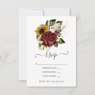 Cartão RSVP Outono Russo - Casamento Floral de Queda