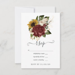 Cartão RSVP Outono Rústico - Casamento Floral de Outono