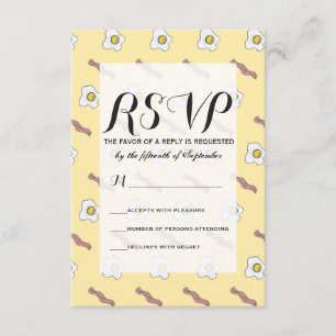 Cartão RSVP Ovos e Bacon, café da manhã. Padrão engraçado