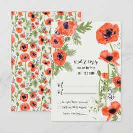 Cartão RSVP Padrão de Aquarela Floral Papoulas Orientais