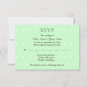 Cartão RSVP Padrão de Bolinhas Verde Limão. Casamento