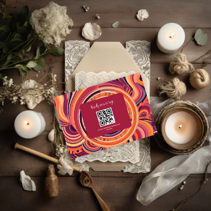 Cartão RSVP Padrão de casamento abstrato retrô groovy dos anos