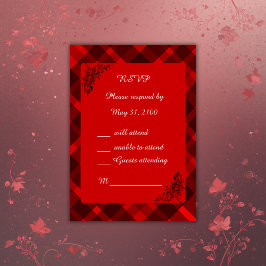 Cartão RSVP padrão de casamento de tartã celta escocês vermelh