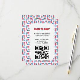 Cartão RSVP Padrão de casamento moderno vibrante com flores,
