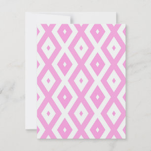 Cartão RSVP Padrão de diamante rosa e branco