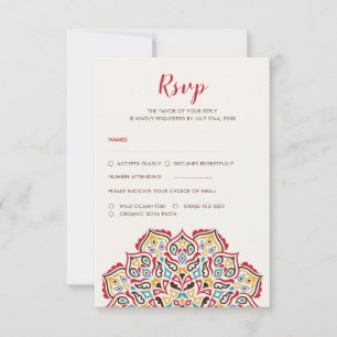 Cartão RSVP Padrão de Mandala Geométrica Clássica Casamento