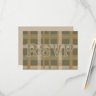 Cartão RSVP Padrão de Tartan Celta Escocês Casamento