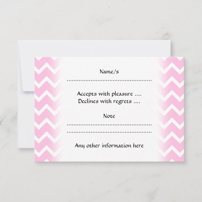 Cartão RSVP Padrão de Zigzag branco e rosa pálido. (Frente)