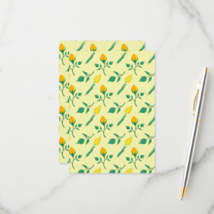 Cartão RSVP Padrão floral com rosa amarela e flores tulipas