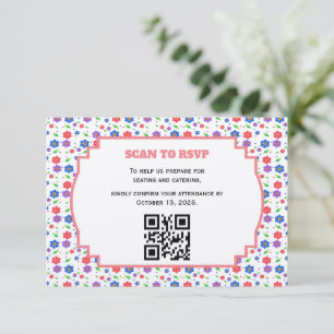Cartão RSVP Padrão Floral Vibrante em Aquarela com Flores Silv