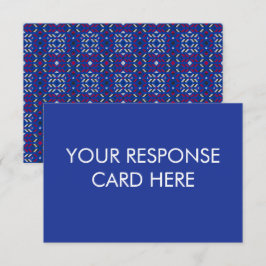 Cartão RSVP Padrão Geométrico Tradicional de Pixel em Azul Esc