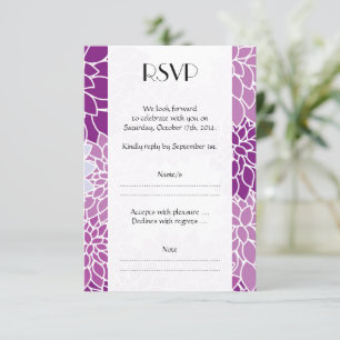 Cartão RSVP Padrões De Flores, Dália Roxa, Casamento