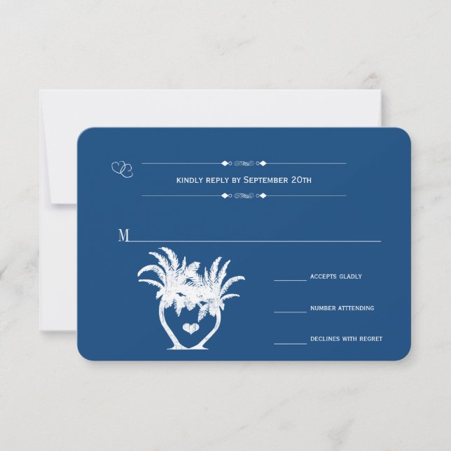 Cartão RSVP Painéis Alcoólicos de Destino de Palmeiras de Prai (Frente)