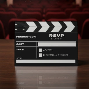 Cartão RSVP Painel de Clap de Filme de Cinema