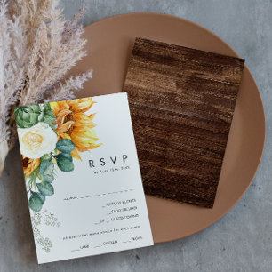 Cartão RSVP País Negrito Seleção da Madeira de Girassol Escolh