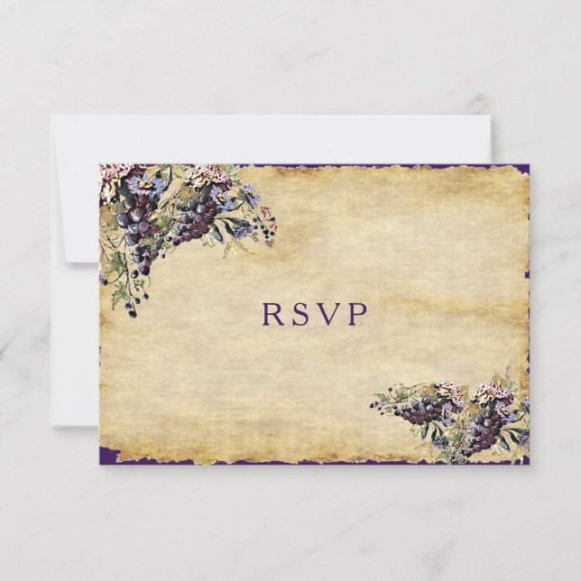 Cartão RSVP País Rústico, Vinhedo, Casamento Personalizado (Frente)