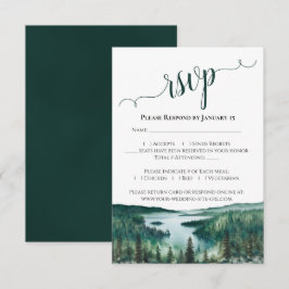 Cartão RSVP Paisagem do Lago Tahoe em Aquarela para Casamento 