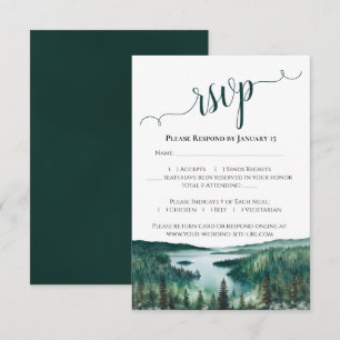 Cartão RSVP Paisagem do Lago Tahoe em Aquarela para Casamento 