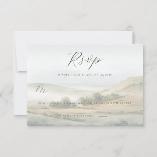 Cartão RSVP Paisagem Tranquila em Aquarela