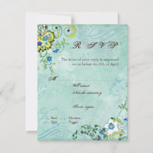 Cartão RSVP Paisley Modern Flourish Swirl Weds