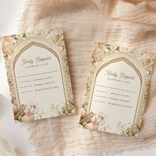 Cartão RSVP Palácio Indiano Casamento Jardim Floral