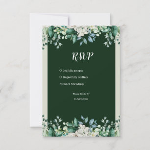 Cartão RSVP Paleta Verde de Aquarela do Amor Casamento