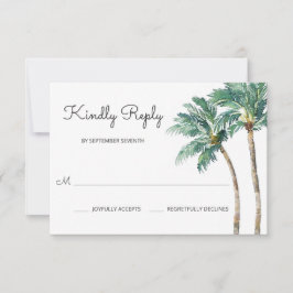 Cartão RSVP Palmas Tropicais | Casamento por Aquarela