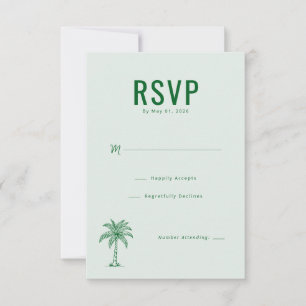 Cartão RSVP Palmeira Menta Calma