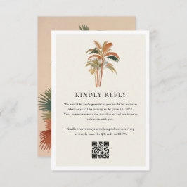 Cartão RSVP Palmeiras tropicais Árvores Aquarelas Pastel Boho