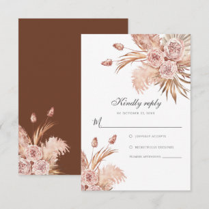 Cartão RSVP Pampas Botânicas Grass Watercolor Floral