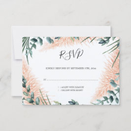Cartão RSVP Pampas Deixa Casamento Foliage Watercolor