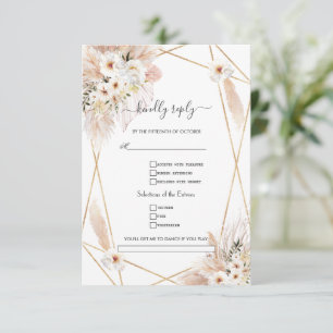 Cartão RSVP Pampas Grass White Roses - Pedido De Casamento