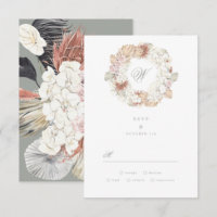 Pampas Wreath Moss Sage Monograma Verde Elegante