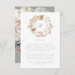 Cartão RSVP Pampas Wreath Moss Sage Monograma Verde Elegante