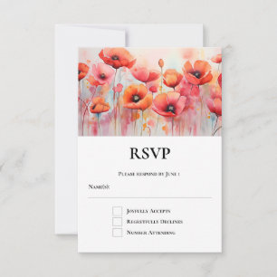 Cartão RSVP Papagaios vermelhos num Casamento de Aquarela de C