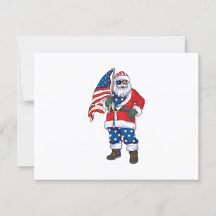 Cartão RSVP Papais noeis Patrióticos Natal Americano 4 De Julh